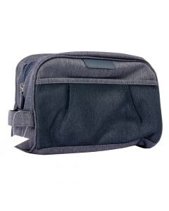 Cosmetiquera tela lisa con zipper malla 27x11x17cm azul