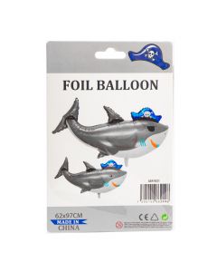 Globo metálico figura tiburón pirata 62x97cm