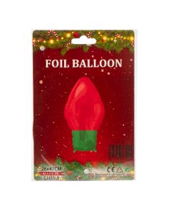 Globo metálico figura luz navideña 26x47cm rojo