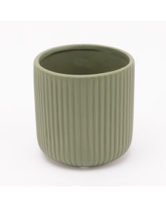 Maceta cerámica rayas relieve