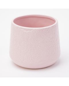 Maceta cerámica con diseño en relieve