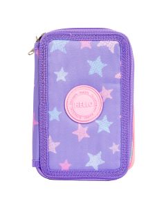 Cartuchera tela 4 zipper con estampado