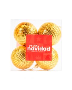 Esfera plástica navideña 8cm 4und dorado