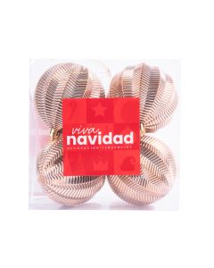 Esfera plástica navideña brillante 8cm 4und cobre