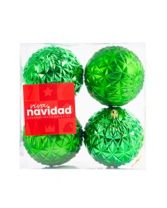 Esfera plástica navideña 10cm 4und verde