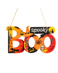 Letrero madera colgante estampado spooky boo 20x11.5cm multicolor