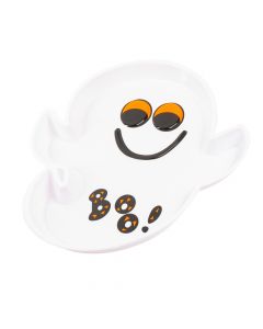 Bandeja plástica figura fantasma Boo 29.5x27x2.5cm blanco