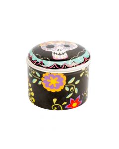 Envase cerámica redondo calavera negro multicolor
