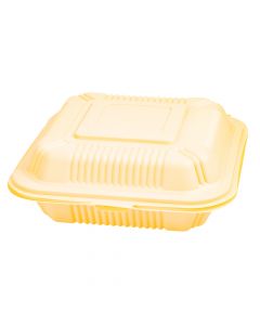 Bandeja biodegradable fecula maíz 3 compartimentos 8pulg 10und beige