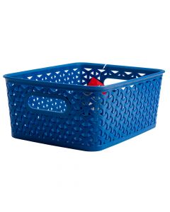 Cesta plástica para almacenamiento con relieve 25x20x10cm azul