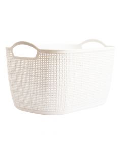 Cesta plástica para almacenamiento con relieve 35.3x24x21.5cm blanco