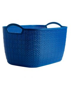 Cesta plástica para almacenamiento con relieve 35.3x24x21.5cm azul