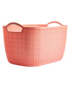 Cesta plástica para almacenamiento con relieve 35.3x24x21.5cm rosado