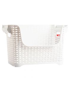 Cesta plástica organizadora con relieve 38x25x24.5cm blanco