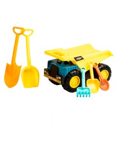 Vagoneta y accesorio plastico para juego playa 8pzas +3a surtido