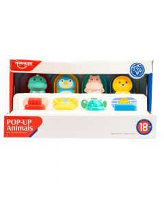 Juego plástico Pop up animales con sonido +18m