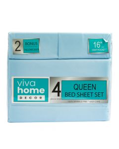 Sabana Queen lisa 4pzas celeste