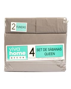 Sábana Queen lisa 4pzas gris