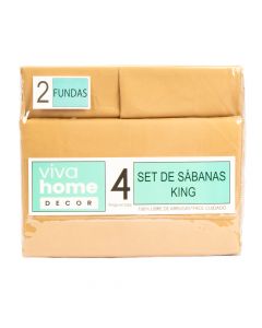 Sábana King lisa 4pzas beige oscuro