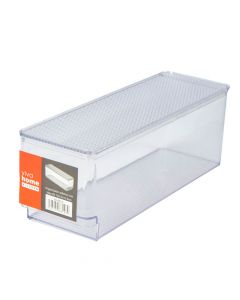 Organizador plástico liso con tapa rectangular 29.7x9.5x10.6cm 