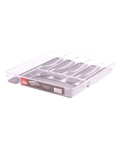 Bandeja organizadora plástica para cubiertos 39.7x31.9x4.5cm 6 divisiones transpare