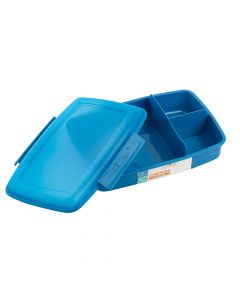 Recipiente plástico liso con tapa 3divisiones 22.9x16.5x6.2cm 1.26l surtido