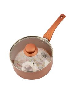 Olla aluminio antiadherente lisa con tapa 18cm oro rosa