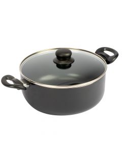 Olla aluminio lisa con tapa 24cm negro