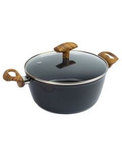 Olla aluminio antiadherente lisa con tapa 24cm negro