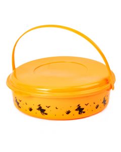 Recipiente estampado brujas con tapa+asa 26.5x25.5x6.5cm 