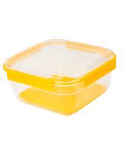 Recipiente plástico 3480ml cuadrado con escurridor amarillo