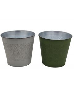 Balde metálico decorativo flores