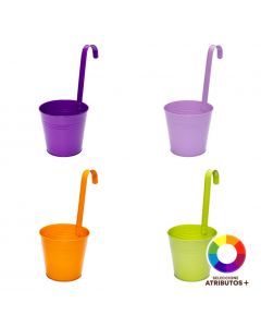 Maceta metálica con gancho