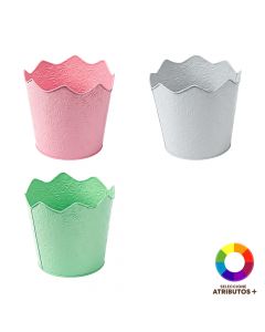 Balde metálico flores surtido