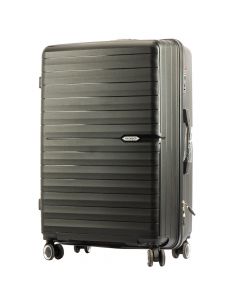 Maleta plástica con relieve rayas y combinacion de seguridad 28pulg negro