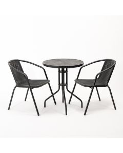 Mesa y silla plástica redonda 3pzas negro