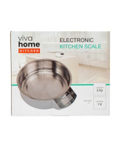 Pesa electrónica para alimentos 18.8x18.8x7cm 5kg 1l plateado