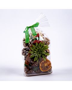 Popurrí navideño bellota y follaje 10.5x24cm verde y marrón