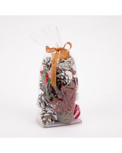 Popurrí navideño bellota y follaje 10.5x24cm rojo y marrón