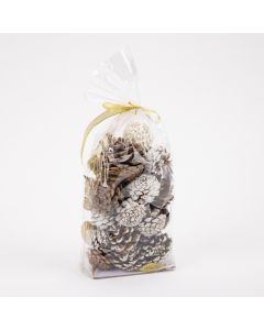Popurrí navideño bellota y follaje 10.5x24cm dorado y marrón