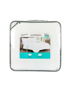 Edredón matrimonial 3pzas blanco
