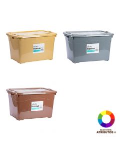 Caja plástica lisa con tapa 70l surtido
