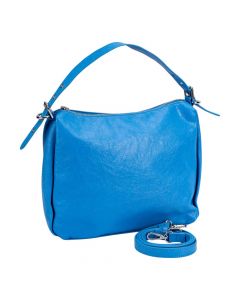 Bolso casual para dama celeste y plateado