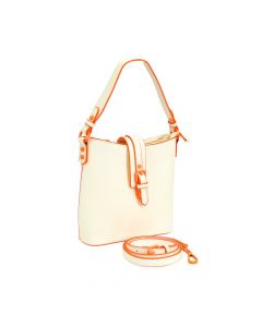 Bolso casual para dama  blanco y coral neón