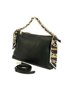 Bolso casual para dama metálico negro y dorado