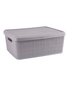 Cesta almacenamiento con tapa gris