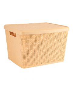 Cesta para almacenamiento con tapa beige