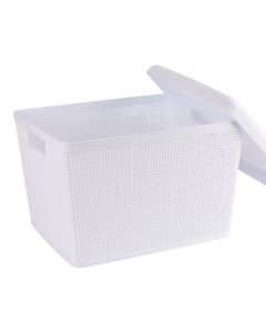 Cesta para almacenamiento con tapa blanca