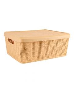 Cesta almacenamiento con tapa beige