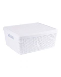 Cesta almacenamiento con tapa blanco